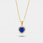 Collana in Argento 925 con zircone a forma di cuore blu - BYSIMON gioielli