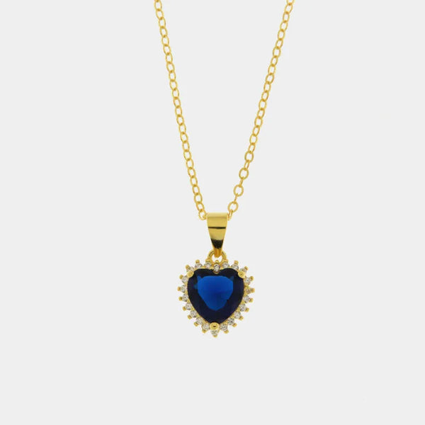 Collana in Argento 925 con zircone a forma di cuore blu - BYSIMON gioielli