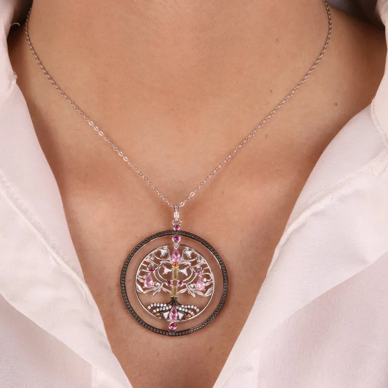 Collana in Argento 925 con albero della vita e cristalli Collezione Novecento - BYSIMON gioielli