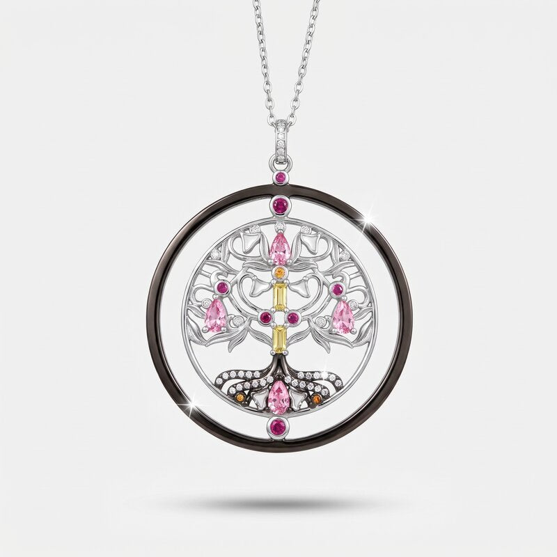 Collana in Argento 925 con albero della vita e cristalli Collezione Novecento - BYSIMON gioielli