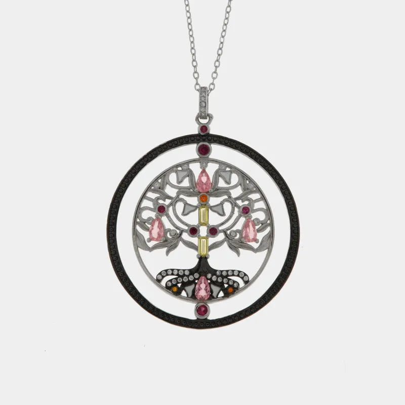 Collana in Argento 925 con albero della vita e cristalli Collezione Novecento - BYSIMON gioielli