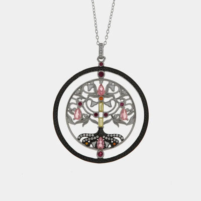 Collana in Argento 925 con albero della vita e cristalli Collezione Novecento - BYSIMON gioielli