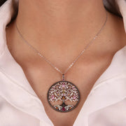 Collana in Argento 925 con albero della vita e zirconi colorati