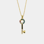 Collana in Argento 925 con chiave impreziosita da zirconi multicolore