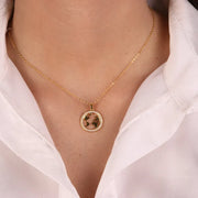 Collana in Argento 925 con mappamondo e zirconi bianchi