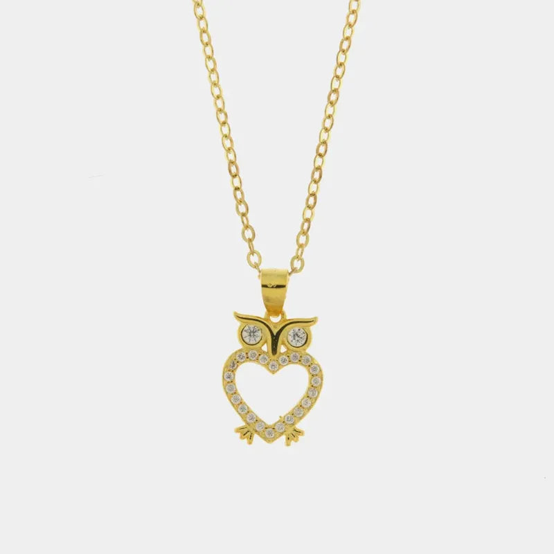 Collana in Argento 925 con gufo impreziosito da zirconi bianchi