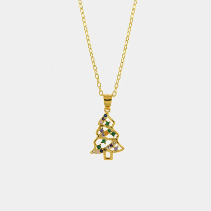 Collana in Argento 925 con albero di Natale impreziosito da zirconi multicolore