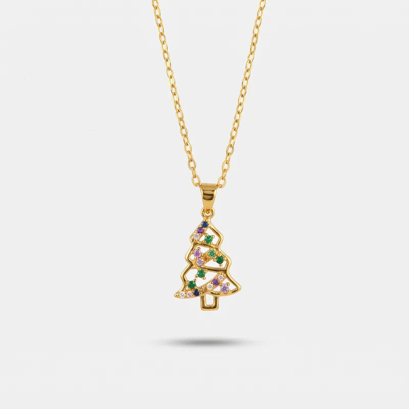 Collana in Argento 925 con albero di Natale impreziosito da zirconi multicolore
