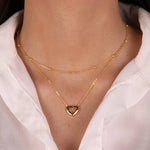 Collana in Argento 925 a doppia catena con cuore pendente - BYSIMON gioielli