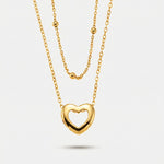Collana in Argento 925 a doppia catena con cuore pendente - BYSIMON gioielli