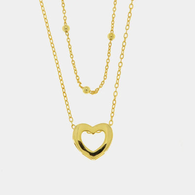 Collana in Argento 925 a doppia catena con cuore pendente - BYSIMON gioielli
