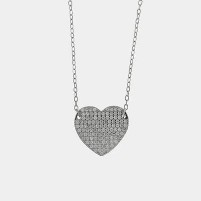 Collana in Argento 925 a forma di cuore con zirconi bianchi Collezione Barcellona - BYSIMON gioielli