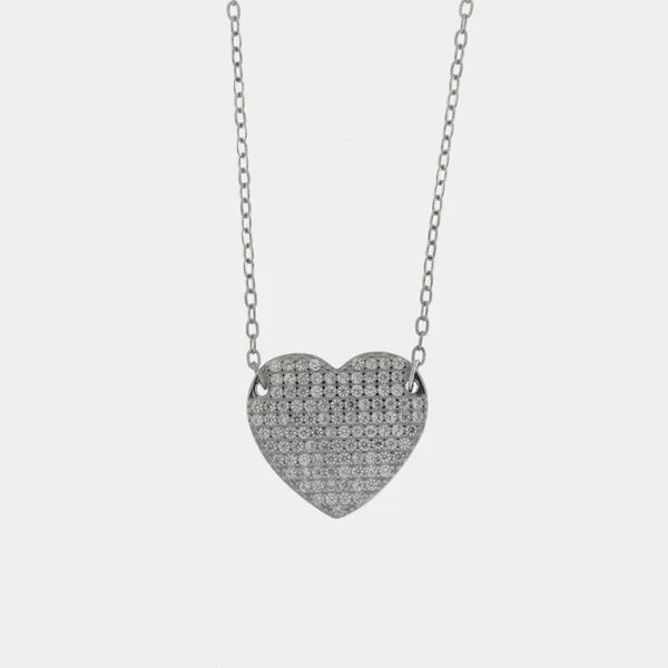 Collana in Argento 925 a forma di cuore con zirconi bianchi Collezione Barcellona - BYSIMON gioielli