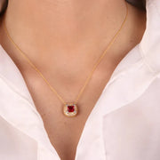 Collana in Argento 925 con zirconi champagne e rosso rubino