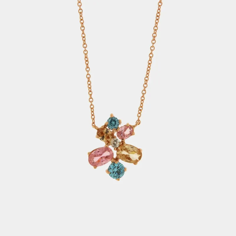 Collana in Argento 925 con zirconi multicolor