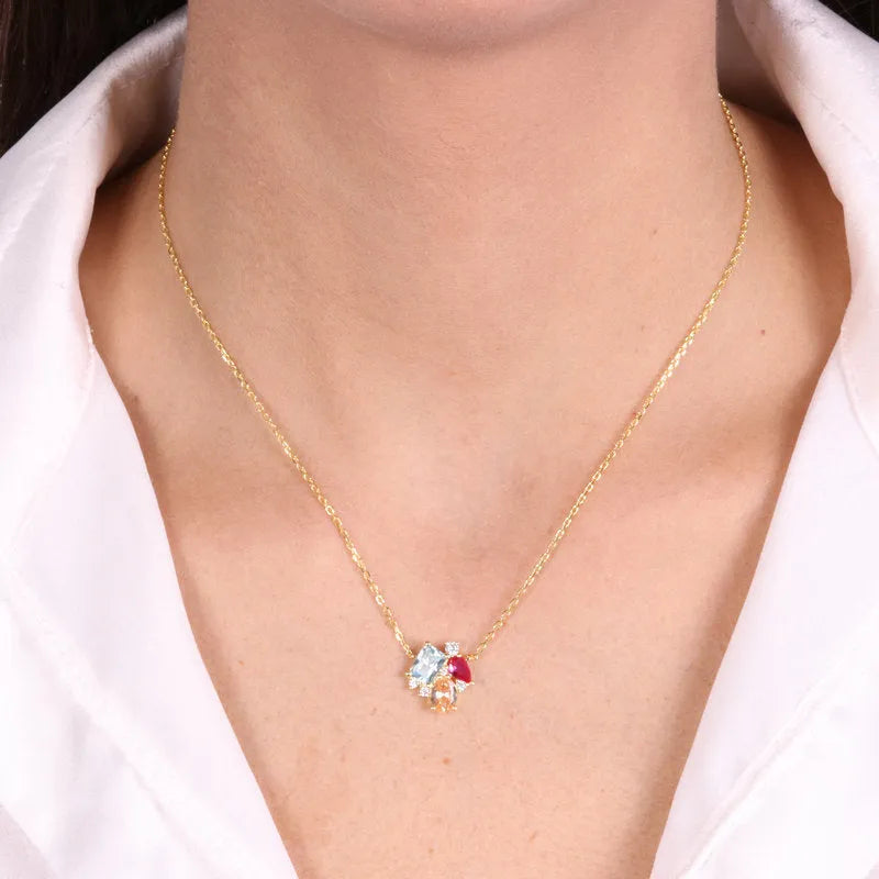 Collana in Argento 925 con zirconi colorati