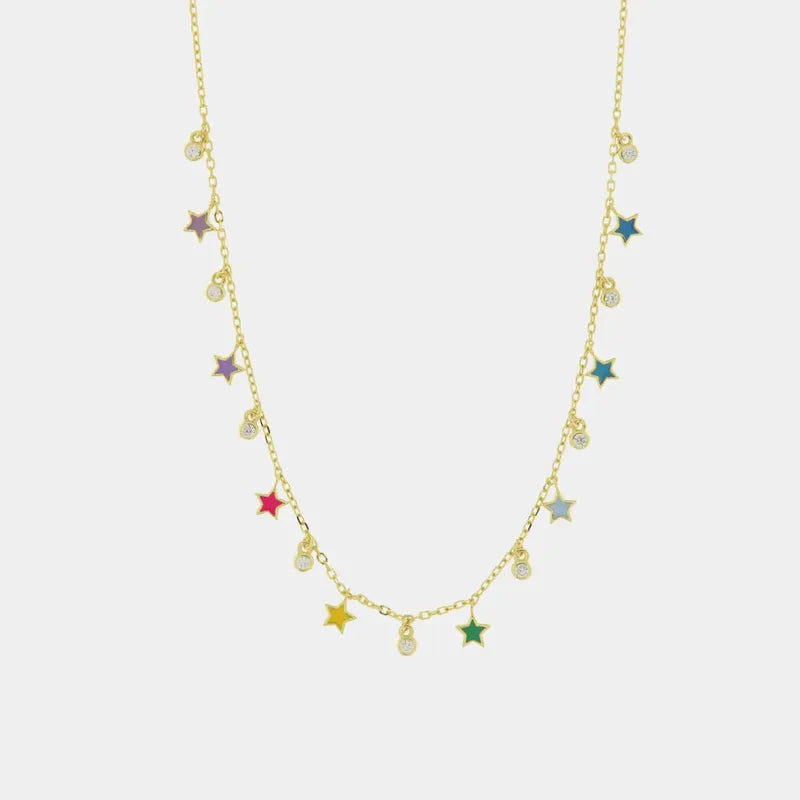 Collana in Argento 925 con stelle e punti luce pendenti