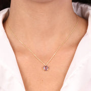 Collana in Argento 925 con cristallo rosa a forma di cuore