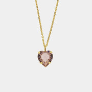 Collana in Argento 925 con cristallo rosa a forma di cuore