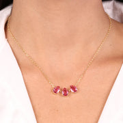 Collana in Argento 925 con cristalli rosa a forma di goccia