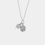 Collana in Argento 925 campanella portafortuna con quadrifoglio e cubic zirconi