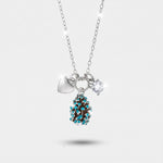 Collana in Argento 925 con pigna portafortuna impreziosito da zirconi bianchi e cuore pendente - BYSIMON gioielli