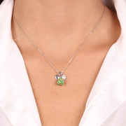 Collana in Argento 925 con pigna portafortuna impreziosito da zirconi bianchi e cuore pendente