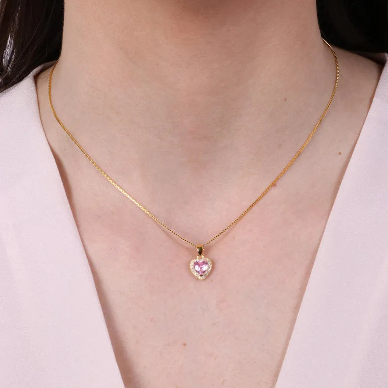 Collana in Argento 925 con cuore rosa pendente - BYSIMON gioielli