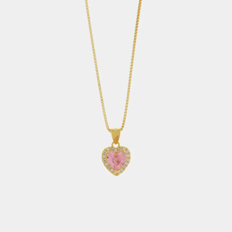 Collana in Argento 925 con cuore rosa pendente - BYSIMON gioielli