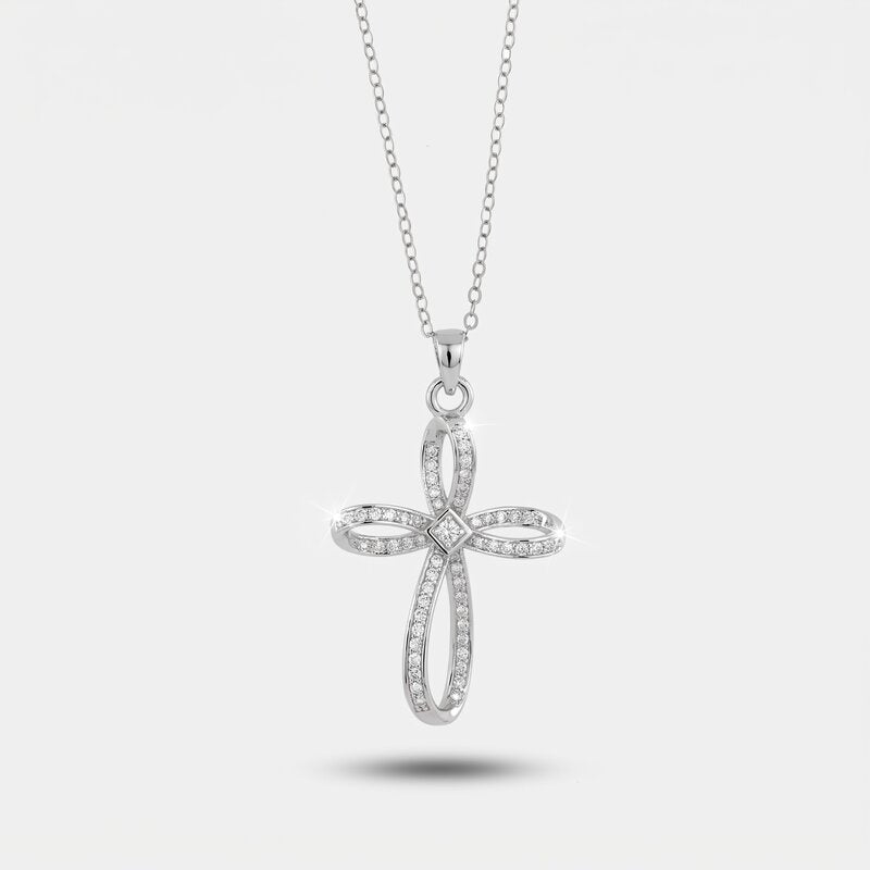 Collana in Argento 925 a forma di croce con zirconi trasparenti - BYSIMON gioielli