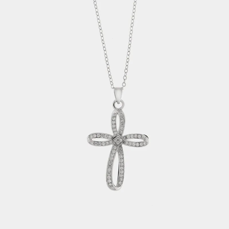 Collana in Argento 925 a forma di croce con zirconi trasparenti