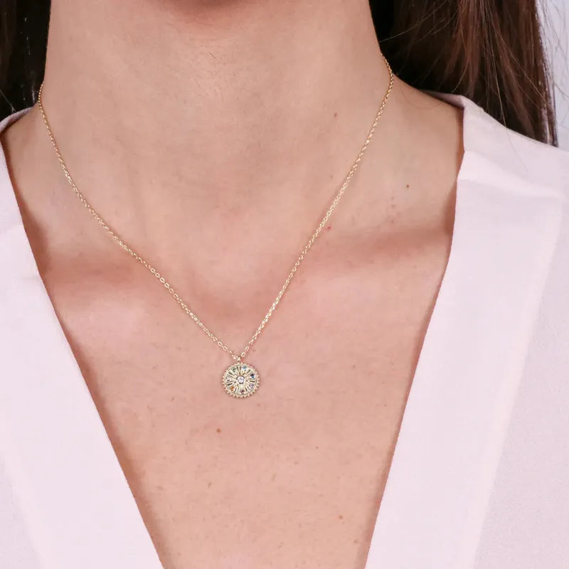 Collana in Argento 925 con piastra impreziosita da zirconi colorati