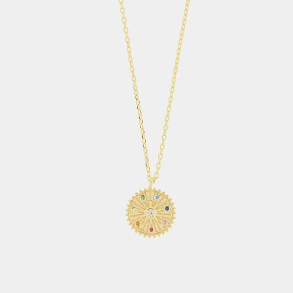Collana in Argento 925 con piastra impreziosita da zirconi colorati