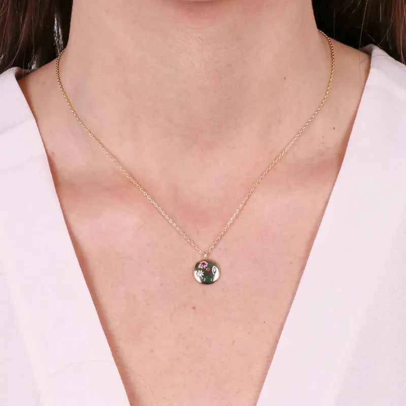 Collana in Argento 925 con piastra impreziosita da zirconi colorati