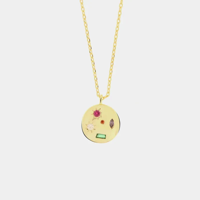 Collana in Argento 925 con piastra impreziosita da zirconi colorati