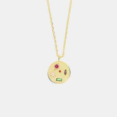 Collana in Argento 925 con piastra impreziosita da zirconi colorati
