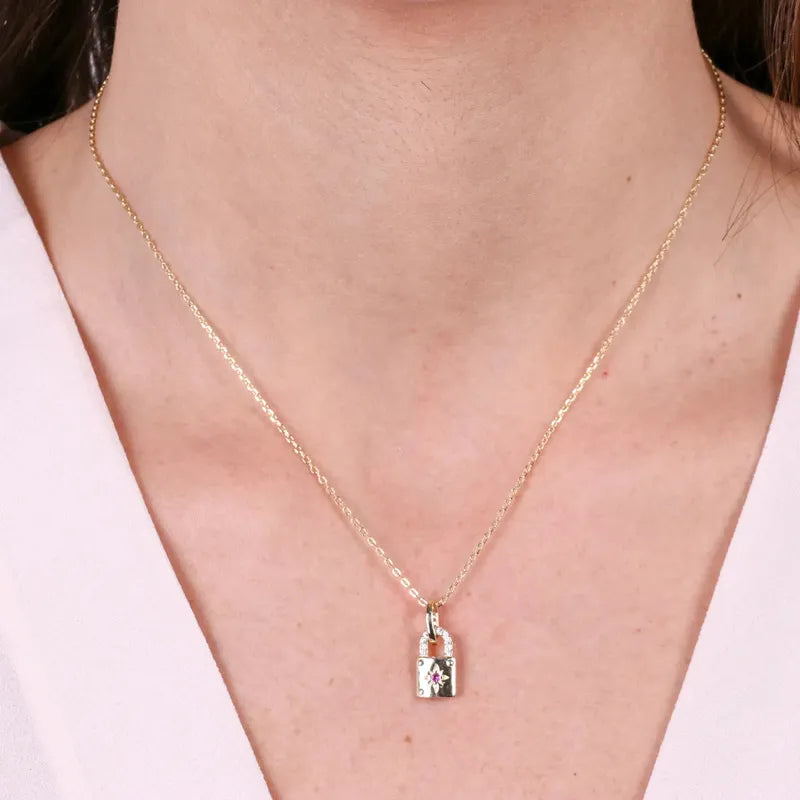 Collana in Argento 925 con pendente a forma di lucchetto