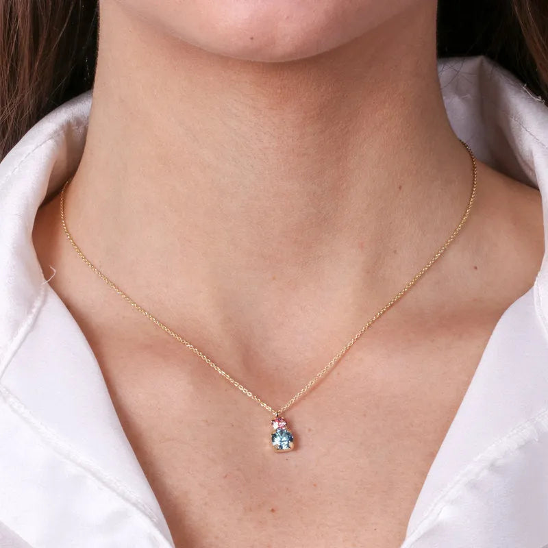 Collana in Argento 925 con cristalli rosa e azzurro - BYSIMON gioielli