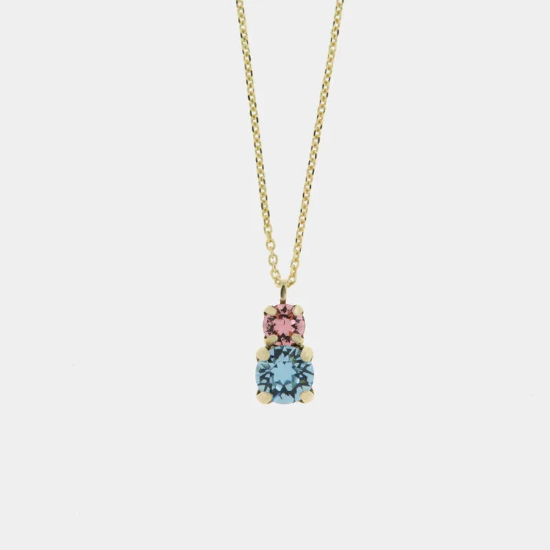 Collana in Argento 925 con cristalli rosa e azzurro - BYSIMON gioielli