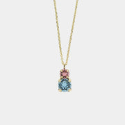 Collana in Argento 925 con cristalli rosa e azzurro