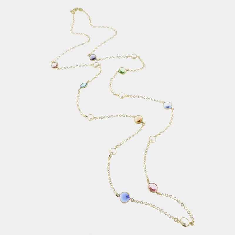 Collana in Argento 925 con cristalli colorati