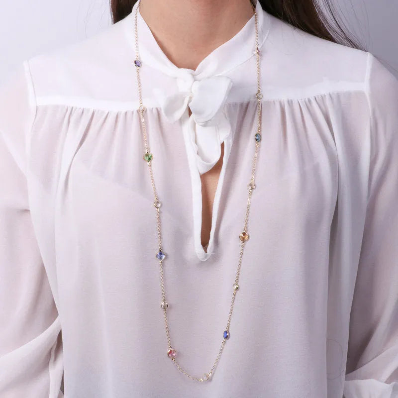 Collana in Argento 925 con cristalli colorati