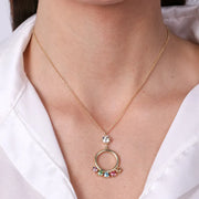 Collana in Argento 925 a cerchio con cristalli colorati