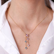 Collana in Argento 925 con cristalli colorati pendenti