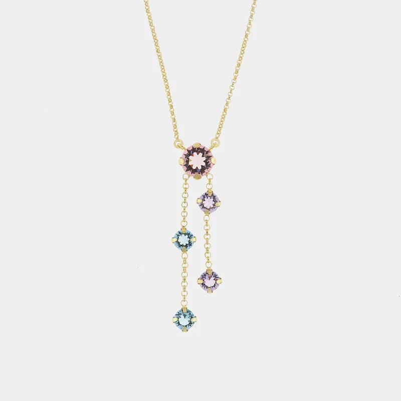 Collana in Argento 925 con cristalli colorati pendenti