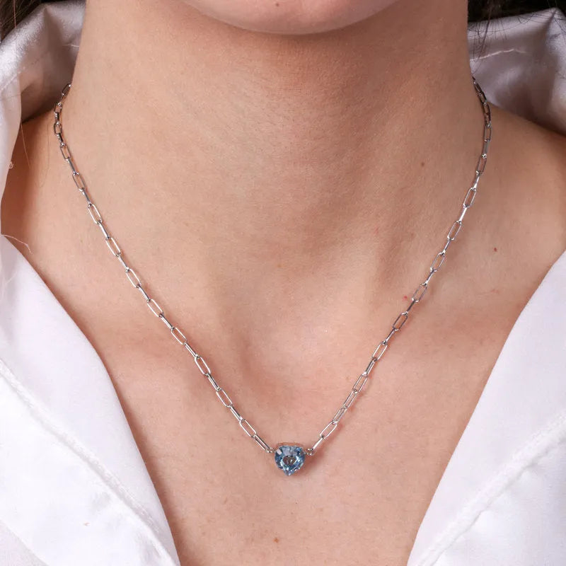 925 Silver necklace with blue heart