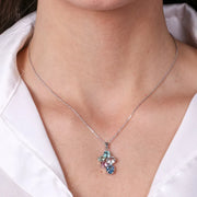Collana in Argento 925 con cristalli colorati pendenti