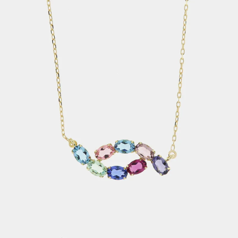 Collana in Argento 925 con cristalli colorati
