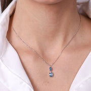 Collana in Argento 925 con cristalli azzurri pendenti