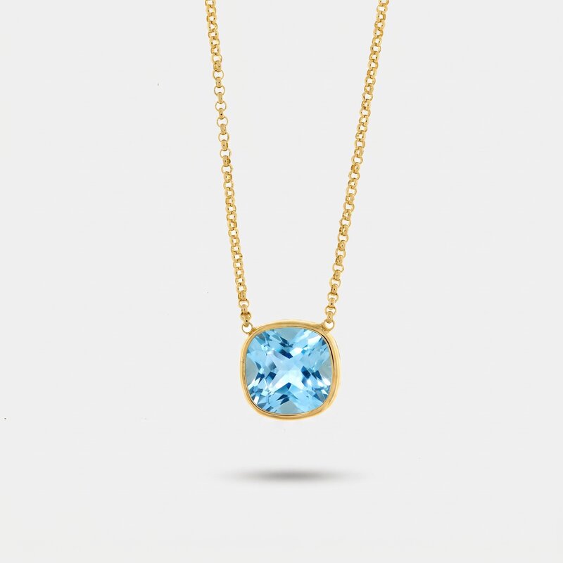 Collana in Argento 925 a forma quadrata con cristallo azzurro - BYSIMON gioielli